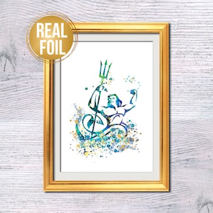 Poseidon print Greek god Greek mythology Gold foil decor Mythology print Ancient Greek Classical art Greek myth Mythology decoration G469