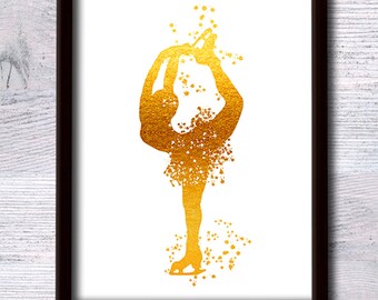 Figure Skating Real Foil Art Print – Ice Skater Wall Art, Skater Gift, Ice Skating Poster, Winter Sports Decor, Gift for Figure Skater G131