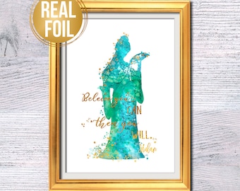 Mulan Disney princess Mulan print Disney wall decor Real foil poster Princess quote Gift for her Wall art Home decor Birthday gift G491