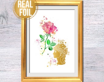 Aphrodite poster Greek mythology Aphrodite print Real foil art Greek goddess Gift for her Mythology print Venus goddess Greek mythology G459