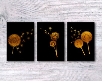 Pusteblume Echt Foil Print Set: Botanische Wandkunst