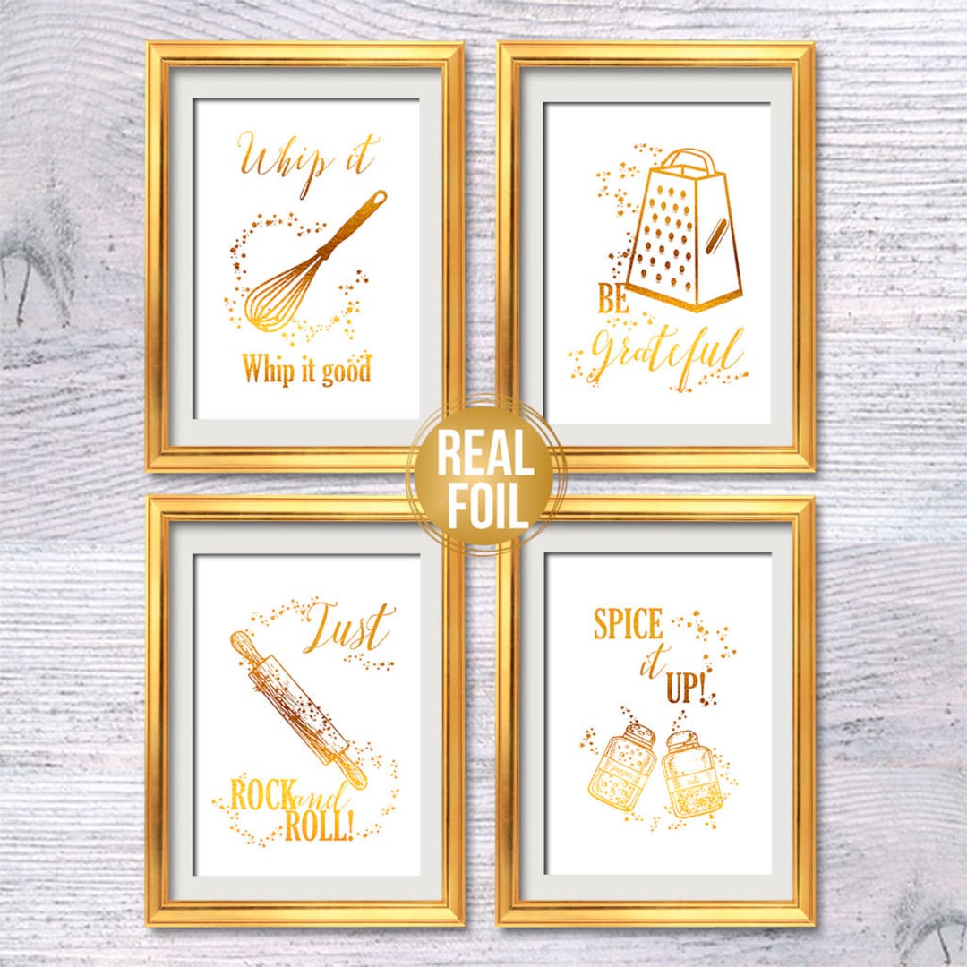 Funny Kitchen Poster Set of 4 Cooking Quote Print Dining Room Decor