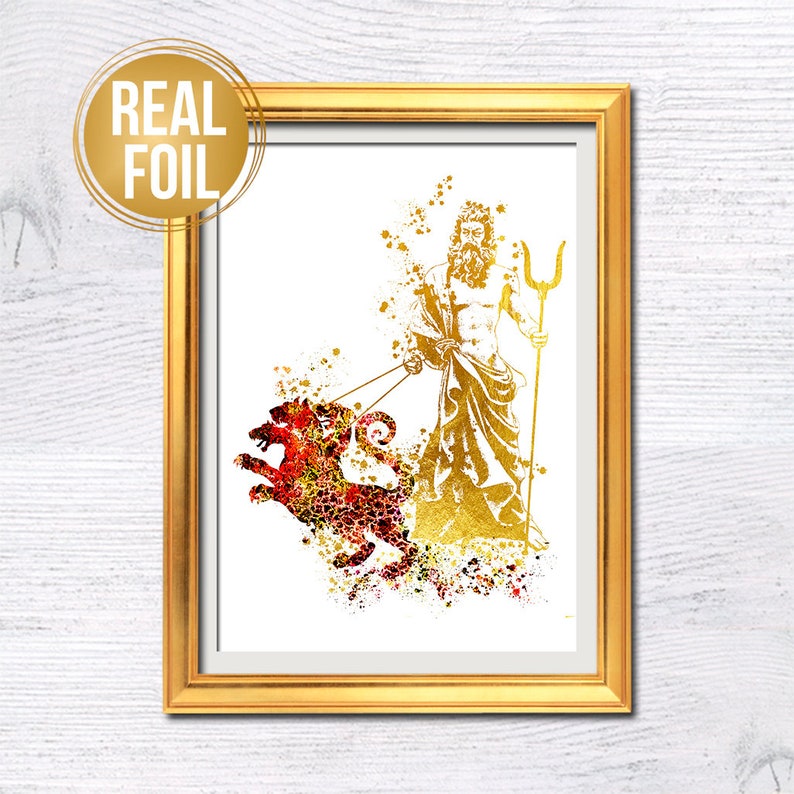 Greek god Hades Greek mythology Real foil print Mythology poster Pluto illustration Hades print Mythology decoration
