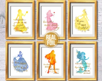 Disney quotes Set of 6 Disney princess wall decor Disney print Girls room decoration Nursery art Disney poster Kids room decor G432