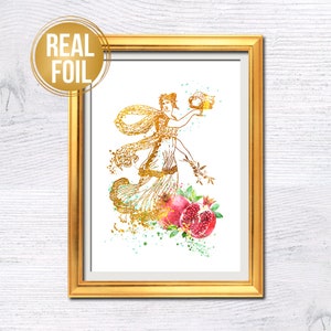 Persephone goddess Greek mythology Classical art Real foil poster Goddess Proserpina print Ancient Greek Mythology poster Goddess decor G518