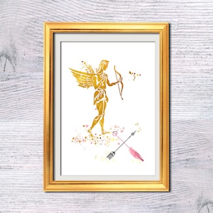 Eros Greek god Greek mythology Gold foil decor God of love Eros print Mythology print Eros poster Home decor Birthday gift Wall art G522