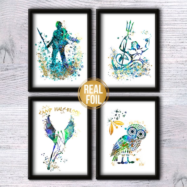 Percy Jackson Set of 4 Percy Jackson print Percy Jackson poster Kids room decor Nursery art Percy Jackson decor G509