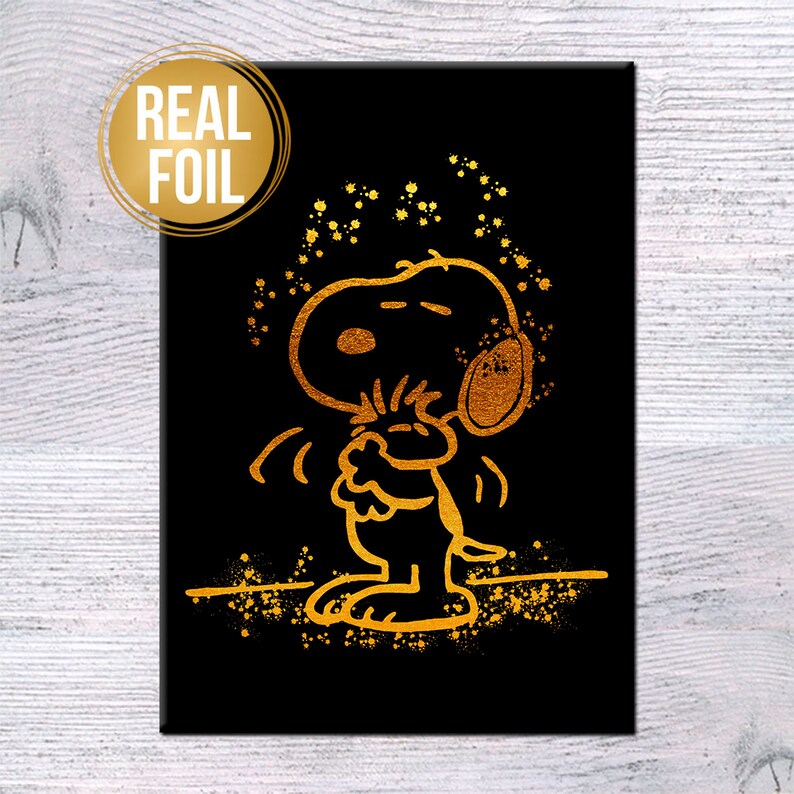 Snoopy poster Snoopy real foil print Peanuts wall decor Etsy