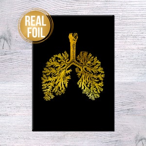 Human lungs print Real foil art Anatomical poster Home decor Medical print Scientific poster Office decor Vintage medical print G436