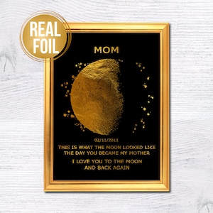 Regalo per la festa della mamma, stampa personalizzata della fase lunare, fase lunare personalizzata, regalo per la mamma, regalo per la festa del papà, regalo per lei, fase lunare per il tuo compleanno G569