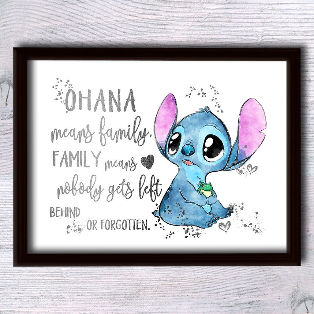 Stitch Ohana Print, Stitch Disney Poster, Ohana Means Family Art