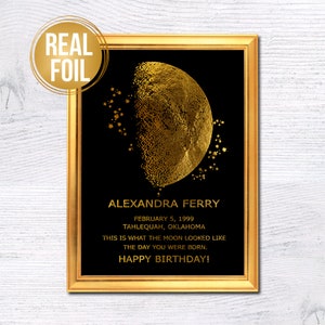 Presente de aniversário personalizado com fases da lua, fase lunar personalizada, recém-nascido personalizado, data especial, decoração para casa, arte de parede com fases da lua, sem moldura G555