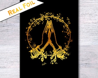 Stampa Namaste in lamina d'oro - Decorazione murale yoga, decorazione per studio yoga, stampa per sala di meditazione, regalo zen G229