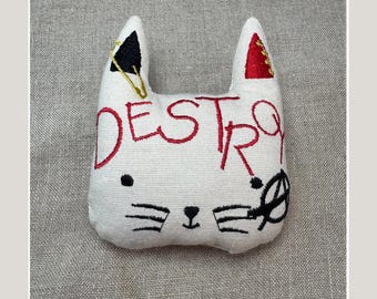 Catnip Cat Toy: Kitty Vicious, Handmade in Cotton, Soft, Durable and Interactive for Happy Kitties. Enrichment Gifts for Cats and Kittens.