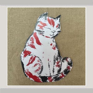 Greetings Card Cut out Contented Cat Note Card