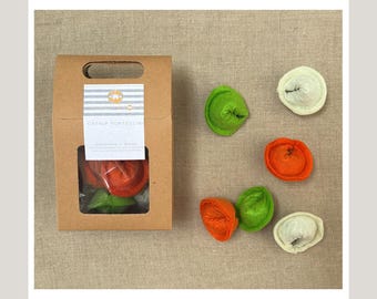 Catnip cat toys: Pasta Pack Of Six.  Handmade felt tortellini. Interactive for happy Kitties. Enrichment gifts for cats and kittens.