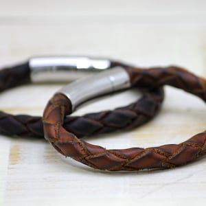 Braided leather bracelet. Men's jewelry bracelet. Leather bracelet man. Leather jewelry bracelet. Handmade bracelet. Leather handcrafted bracelet. image 1