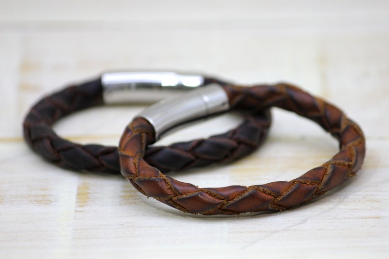 Braided leather bracelet. Men's jewelry bracelet. Leather bracelet man. Leather jewelry bracelet. Handmade bracelet. Leather handcrafted bracelet. image 1