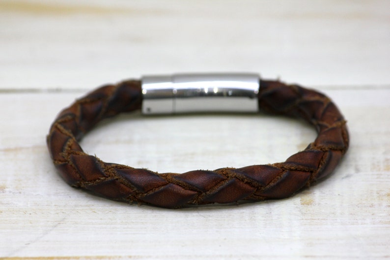 Braided leather bracelet. Men's jewelry bracelet. Leather bracelet man. Leather jewelry bracelet. Handmade bracelet. Leather handcrafted bracelet. image 4