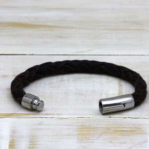 Braided leather bracelet. Men's jewelry bracelet. Leather bracelet man. Leather jewelry bracelet. Handmade bracelet. Leather handcrafted bracelet. image 3