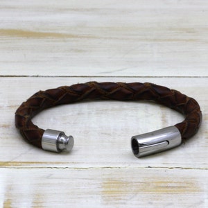 Braided leather bracelet. Men's jewelry bracelet. Leather bracelet man. Leather jewelry bracelet. Handmade bracelet. Leather handcrafted bracelet. image 5