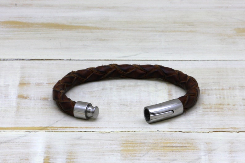 Braided leather bracelet. Men's jewelry bracelet. Leather bracelet man. Leather jewelry bracelet. Handmade bracelet. Leather handcrafted bracelet. image 5