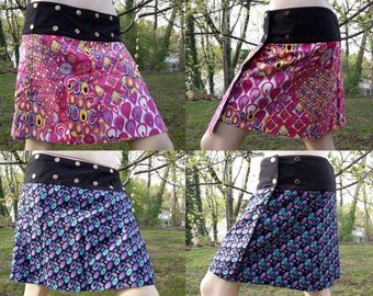 wrapskirt reversible Ethnic S-XXL pink multicoloured bohemian skirt miniskirt cacheur hipskirt