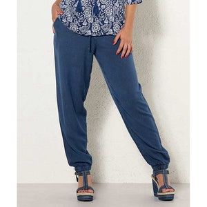 Pumphose ladies denim look M-XXL viscose premium quality summer pants plain with pockets flexible waistband short