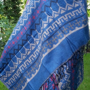 wrap shawl scarf blanket plaid stole ethnic patterned warm big purple blue nature multicoloured bohemian image 2