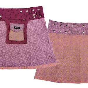 XL Wickelrock Klickrock Wenderock Gr. 42 - 52 rosa flieder Boho Ethno plusgröße extraweit Baumwolle mit Tasche XXL 3XL 4XL 5XL 6XL