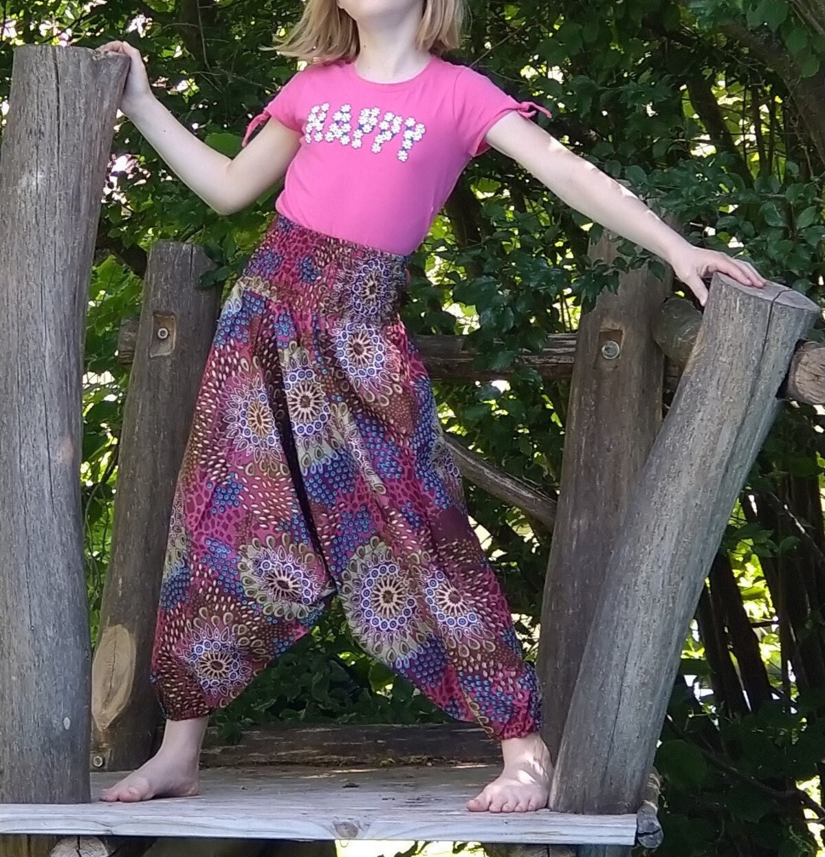 Children's harem pants colorful psy Goa pants bloomers play pants summer cotton harem pants girls child red colorful