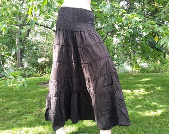 Maxiskirt skirt long wide XS - XXL Psy Goa Hippie Gipsy Festival black pink olive green white brown