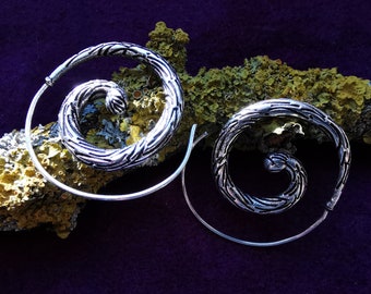 earrings spirals creole gipsy hippie ethnic brass earjewellery silvercoloured