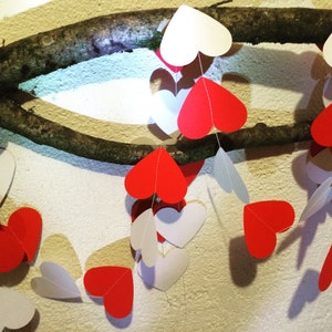 Ghirlanda di cuori di carta bianca rossa / Ghirlanda di compleanno / Ghirlanda di nozze / Decorazioni per feste / Decorazioni per la casa