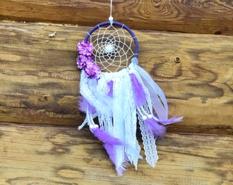 Flowers Purple Dream Catcher, Purple Dreamcatcher, Boho Décor, Room decoration, Nursery décor, Baby Shower Gift, Flower dreamcatcher.