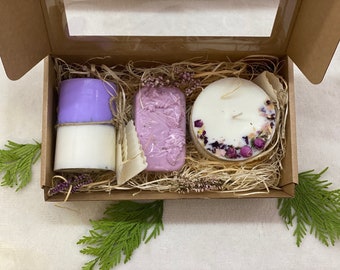 Natural and Organic Gift Set of 3 | Two Soy Candle, Premium Natural Soap, Eco Gifts