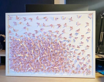 Ligh Pink Butterflies Wall ART, 3D Paper Art, Handmade décor,  Butterflies’ art, Wild butterflies art