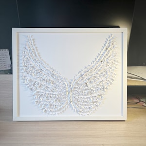 Farfalle bianche ANGEL WINGS Wall ART/ 3D Paper Art/ Decorazioni fatte a mano, Arte delle farfalle/ Arte delle farfalle con ali d'angelo/ Pittura delle farfalle/