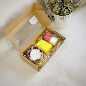 100% Natural Organic Gift Set of 3 | Two Soy and Palm wax Candles, Natural Soap