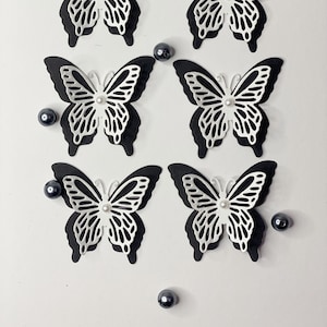 Farfalle bianche nere/farfalle di carta 3D/farfalle DIE CUT/farfalle per scrapbooking/ decorazioni per feste/