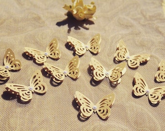 Matt Gold Butterflies/ Paper Butterflies/ Butterflies DIE CUT/ Paper confetti/ Butterflies for scrapbooking/ Party décor/Wedding décor/
