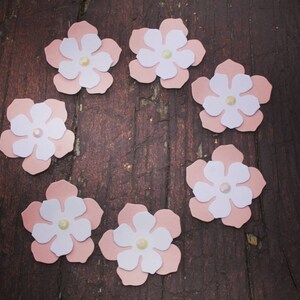 90 cm Weiß Rosa BLUMEN Die Cut, Papier BLUMEN Konfetti, BLUMEN für Scrapbooking, Partydekor, Hochzeitstischdekor, Babypartykonfetti.