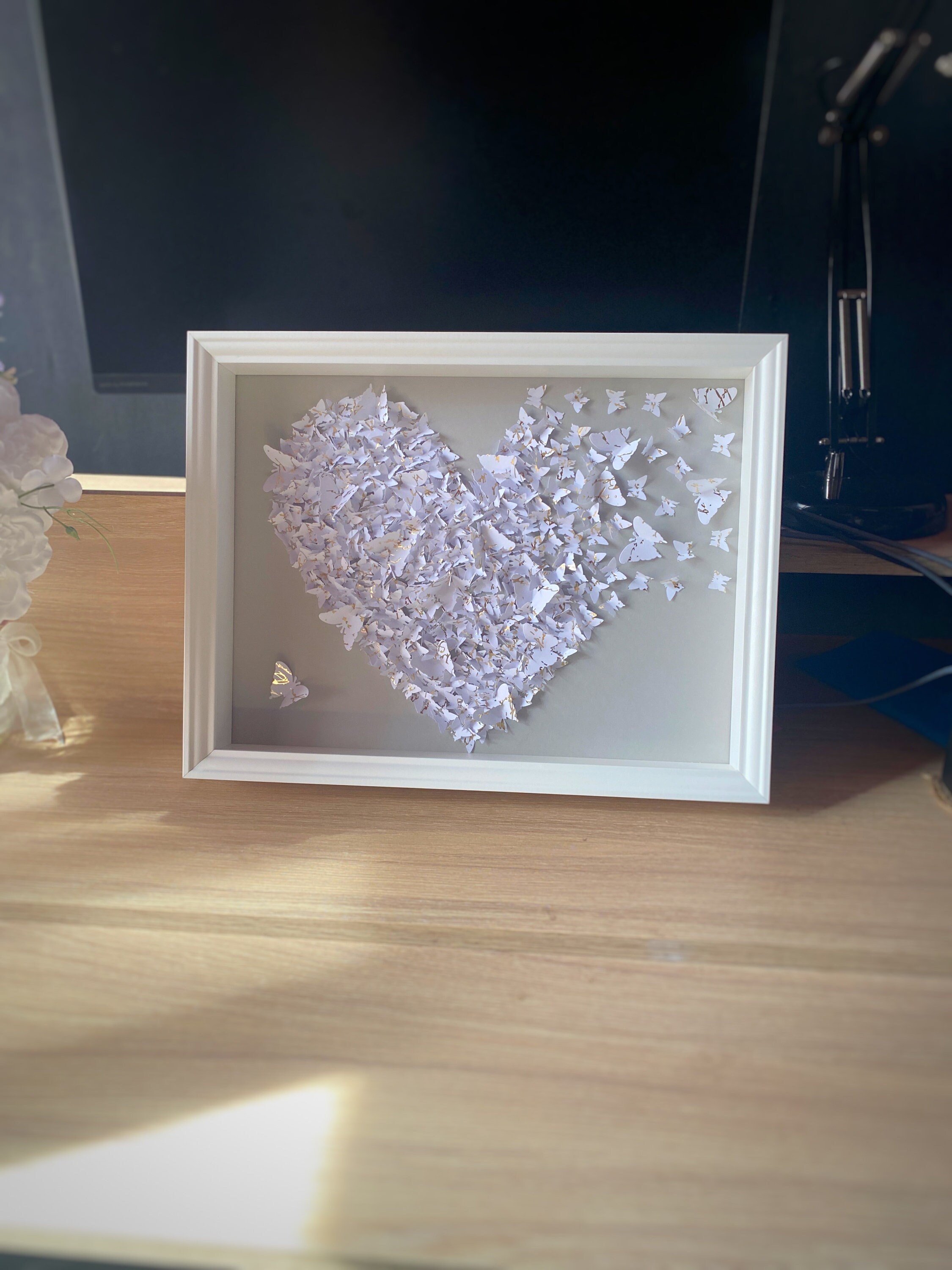 3D Butterflies Heart WALL ART| Butterfly Heart Frame| Love Artwork ...