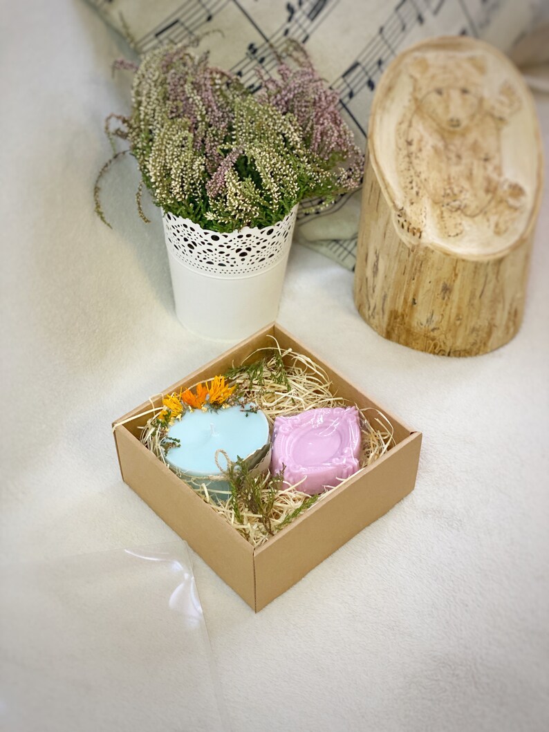 100% Organic Gift Set of 2 | One Soy Candle, Natural Soap/ Eco Gifts ...
