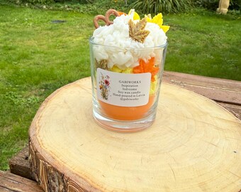 Orange Autumn candle/ Leaves Soy Candle/ Soy Candles in a Jar/ Handmade candle in a glass/Fall candle/