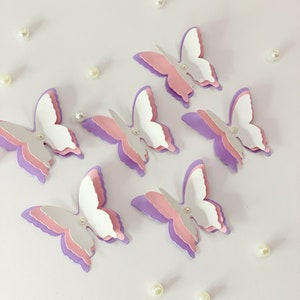 25 pièces. Papillons/Papillons en papier blanc, violet/ Papillons DIE CUT/ Papillons pour le scrapbooking/ Décor de fête/