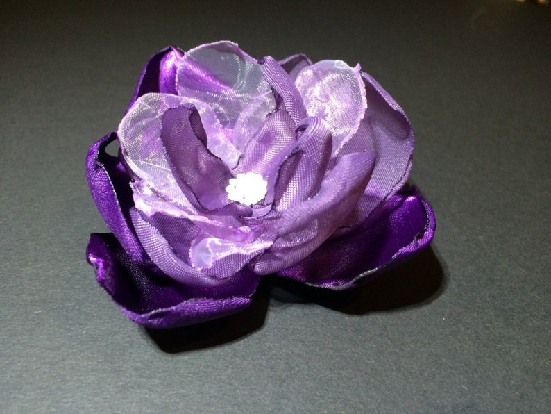 Purple FABRIC FLOWER, Handmade fabric flower, Brooch, Purple Flower Brooch, Clothes accessories, Purple Flower image 5