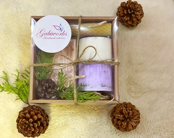 Natural and Organic Gift Set of 3 | One Soy Candle, One Beewax candle, Premium Natural Soap, Eco Gifts, Free Shipping