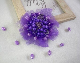 Brooch| Purple Flower Brooch| Pins| Beads brooch|