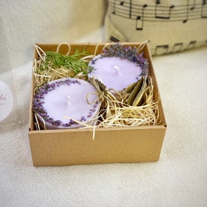 Natürliches und Bio-Geschenkset von 2 | Zwei Sojakerzen, Öko-Geschenke, Kerzengeschenke-Set, Kerzengeschenke-Box, Geschenkbox, Duftkerzen, benutzerdefinierte Box